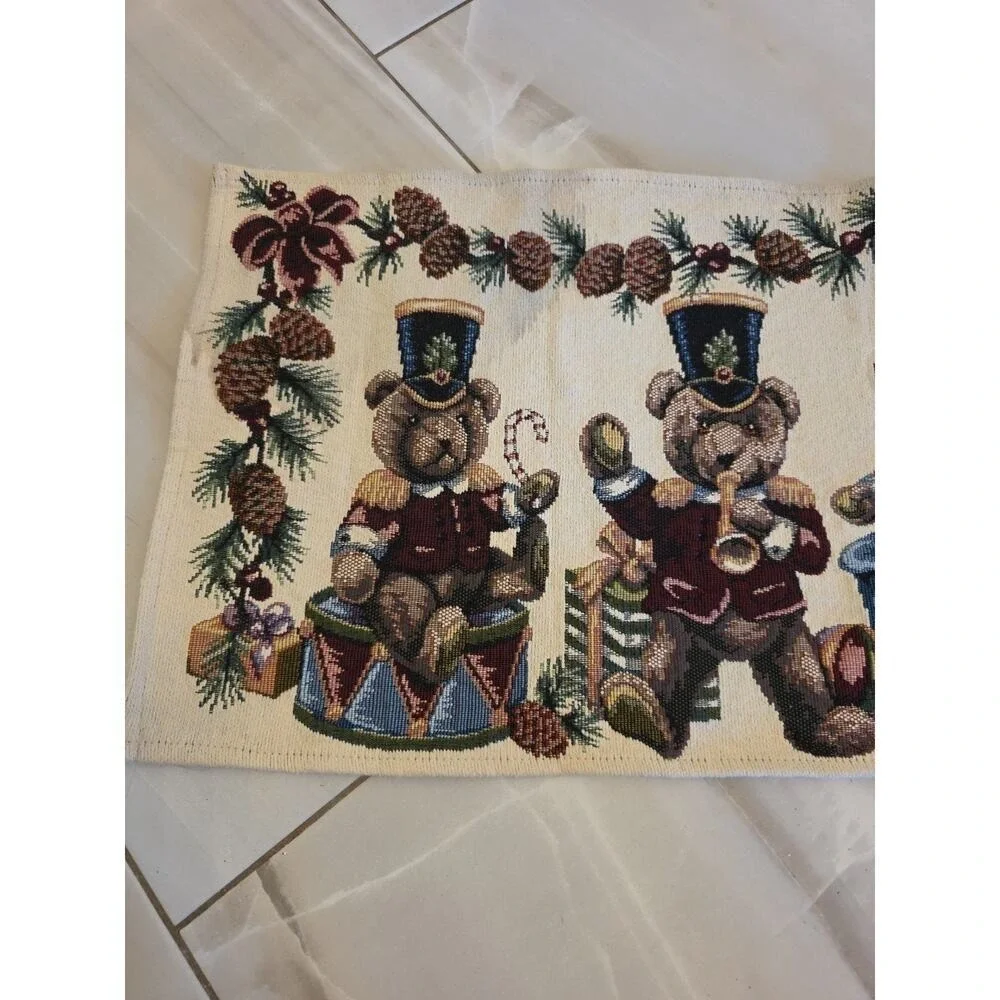 Tapestry Christmas Bears Table Runner 60